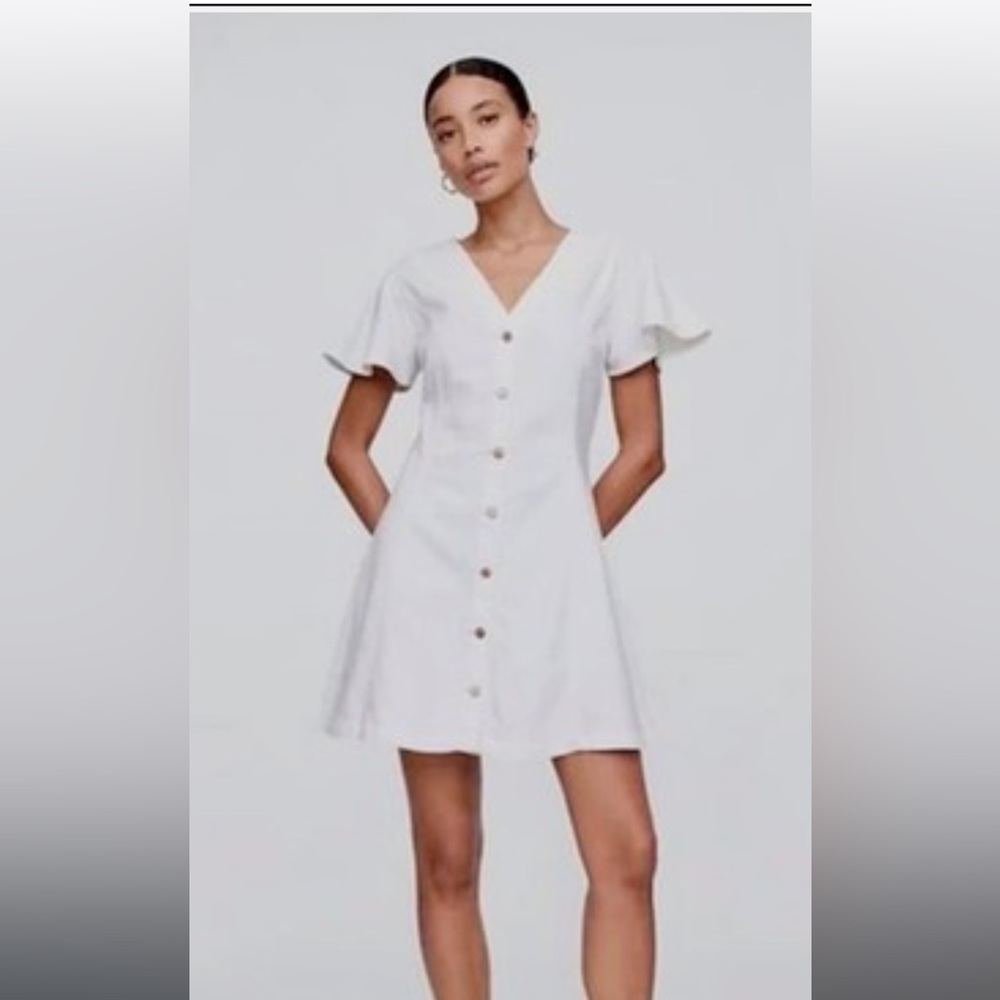 White Button-Front Short Sleeve Sundress